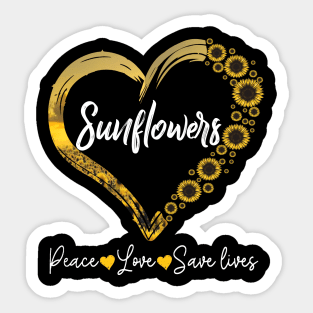 Sunflower Heart Peace Love Save Lives Costume Gift Sticker